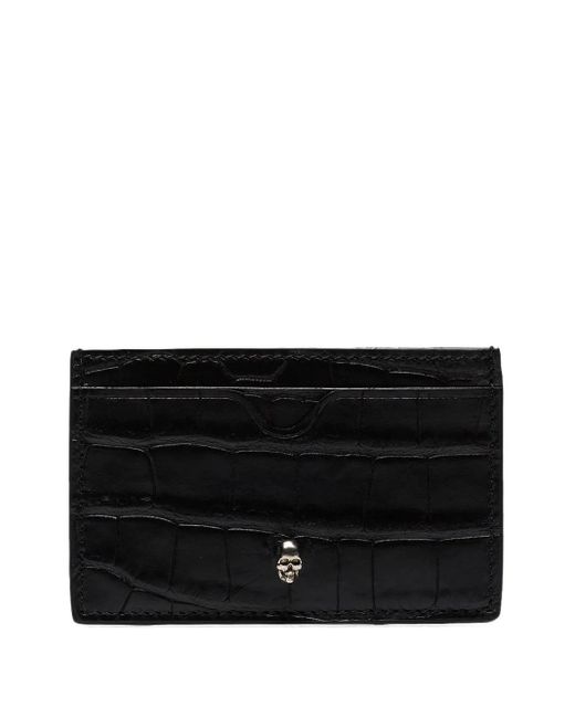 Portacarte Goffrato di Alexander McQueen in Black da Uomo
