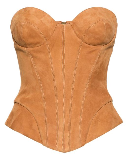 Ermanno Scervino Orange Suede Corset Top