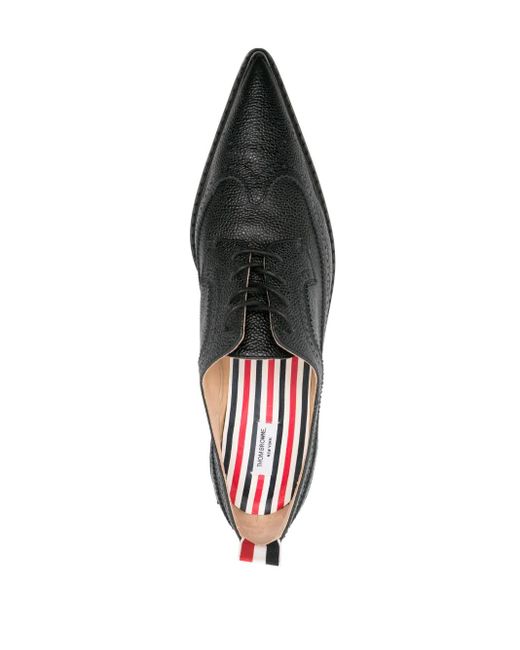 Thom Browne Black Pointed -Toe Leather Brogues
