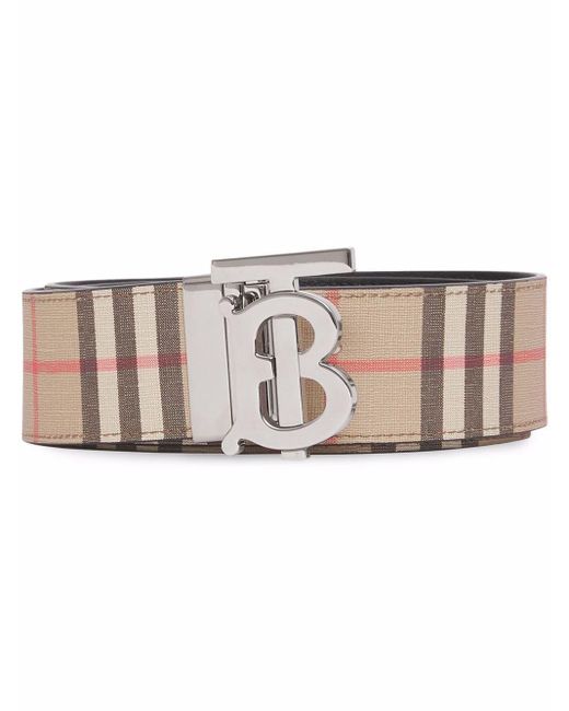 Burberry Natural Reversible Monogram Vintage-check Belt for men