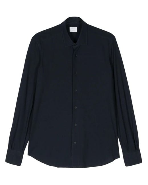 Mazzarelli Blue Tonal Stitching Cotton Shirt for men