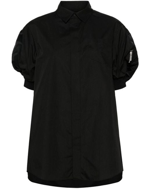 Robe-chemise à coupe courte Sacai en coloris Black