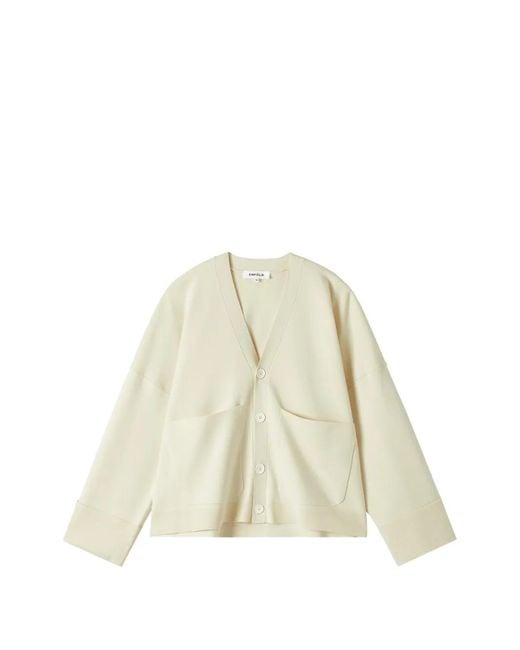 Enfold White V-Neck Drop-Shoulder Cardigan