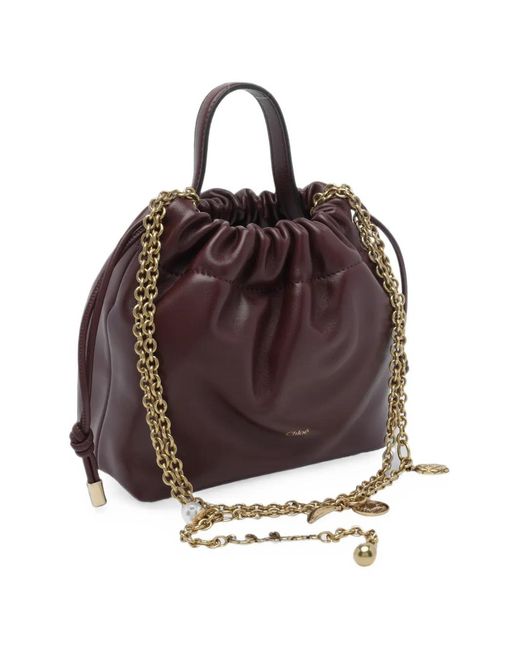 Chloé Brown Mini Icons Drawstring Tote Bag
