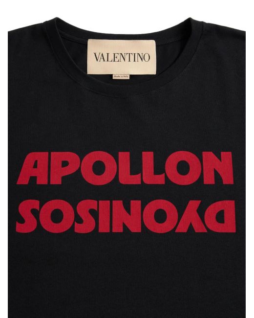 Valentino Garavani Black Apollon Dyonisos-Print Cotton T-Shirt for men
