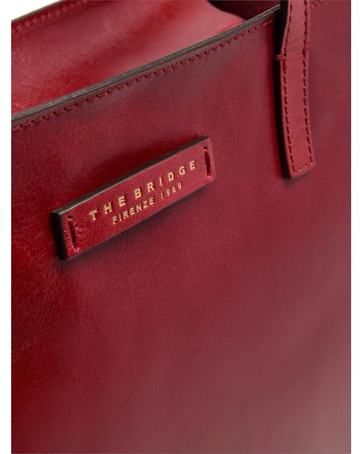 The Bridge Red Sac Cabas Mirra En Cuir À Plaque Logo