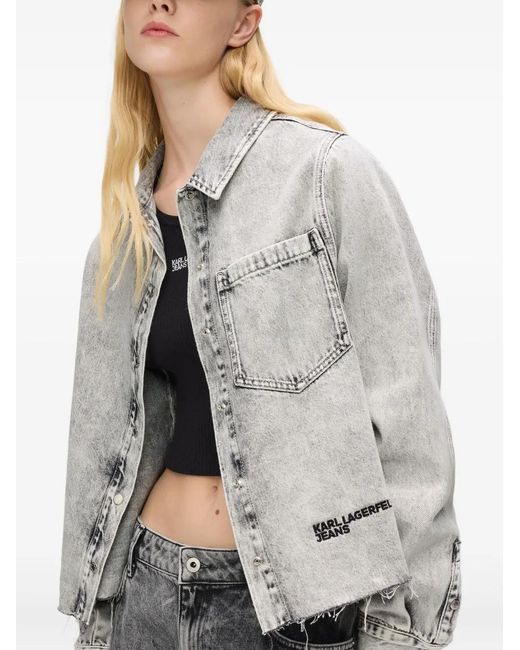 Karl Lagerfeld Gray Bleached Denim Shirt