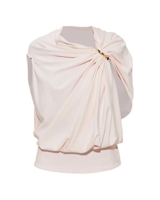 Sportmax White Lacuna Draped-Detail Top