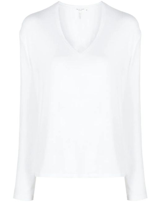 Rag & Bone White Hudson Fine-Knit Sweatshirt
