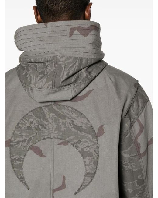 MARINE SERRE Gray Camouflage-Print Hooded Jacket