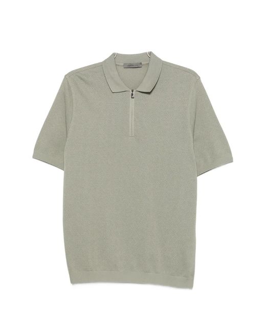 Corneliani Gray Zip-Neck Polo Shirt for men