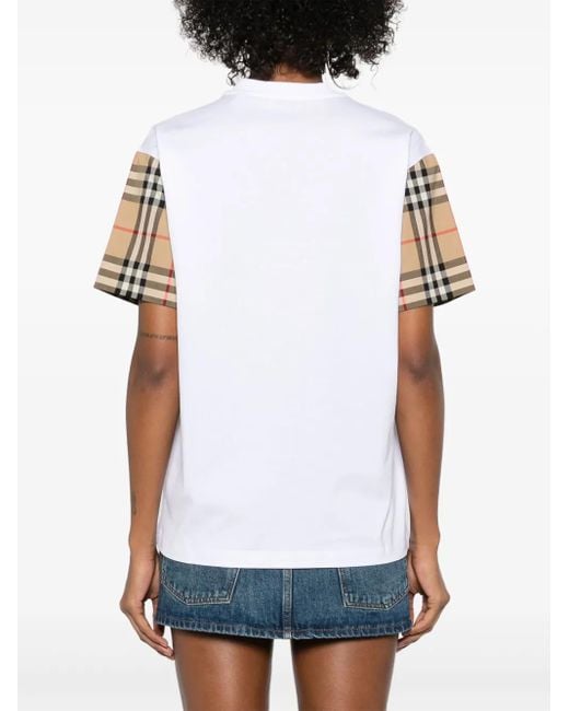 Burberry White Check Cotton T-Shirt