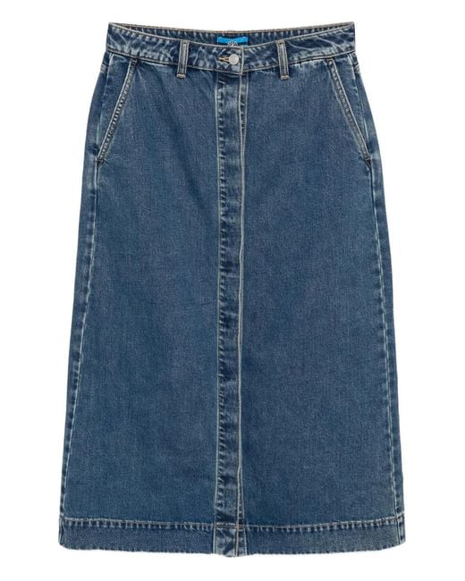 SPORT b. by agnès b. Blue Logo-Embroidered Denim Skirt