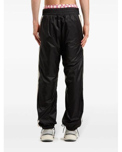 Palm Angels Black Curved Logo Mini Track Pants for men