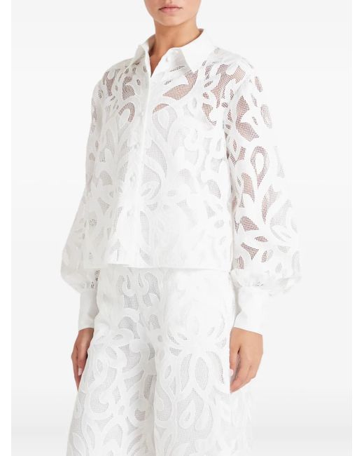 Temperley London White Floral-Lace Shirt