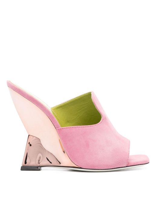 Pollini Pink 105mm Suede Mules