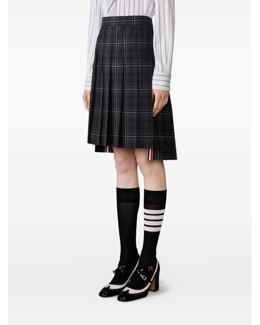 Thom Browne Blue Minijupe Plissée À Carreaux