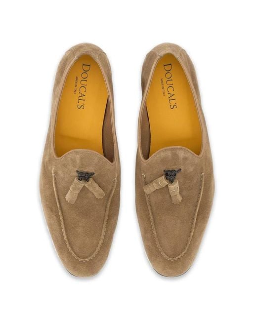 Doucal's Natural Tassel-Detail Suede Loafers for men