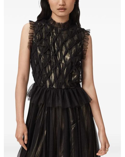 AllSaints Black Lola Ruffled Tiered Dress