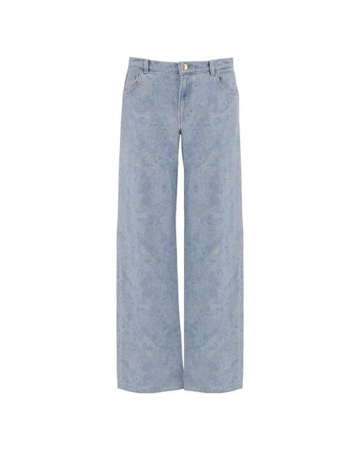 Just Cavalli Blue Acid-Wash Wide-Leg Jeans