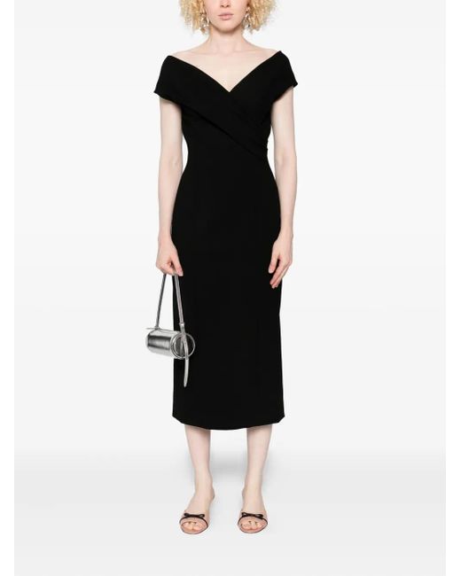 Ermanno Scervino Black Short-Sleeve Midi Dress