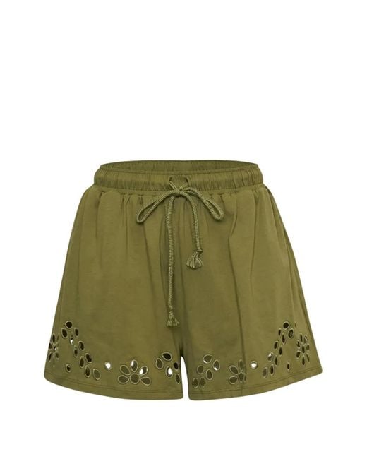 Ulla Johnson Green Vedi Mini Shorts