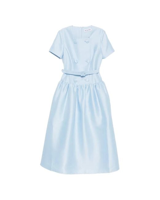 Self-Portrait Blue Double-Breasted Midi Dress