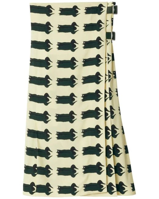 Burberry Green Kilt-Kleid Mit Duck-Print