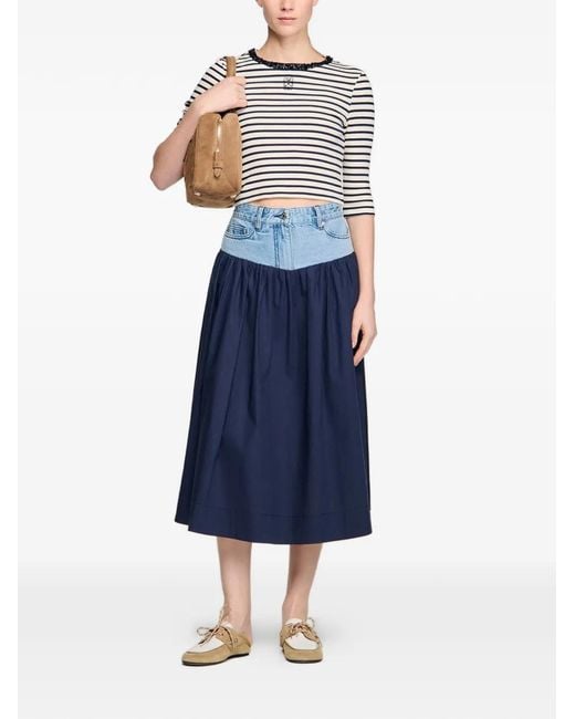 Sandro Black Striped-Pattern Top