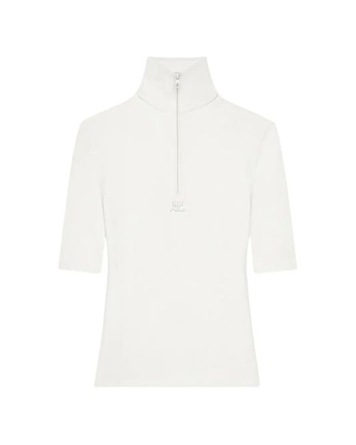 Courreges White Logo-Detail Half-Zip Top