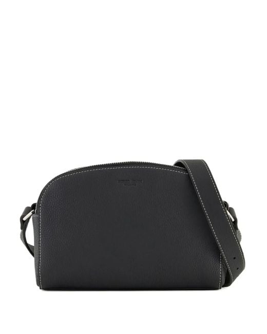 Giorgio Armani Black Topstitch Zip Shoulder Bag for men