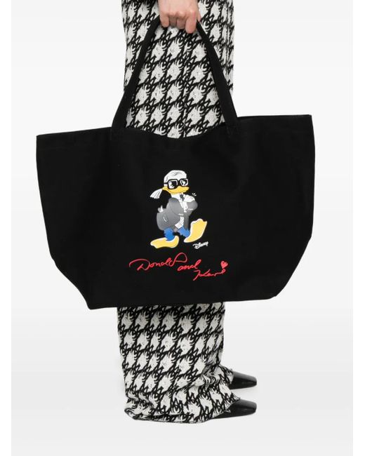 Karl Lagerfeld Black X Disney Donald Duck-Print Tote Bag