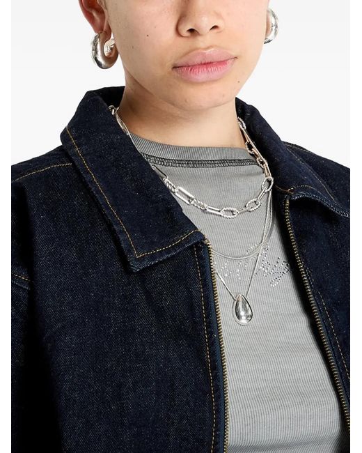 Guess Blue Logo-Embroidered Jacket