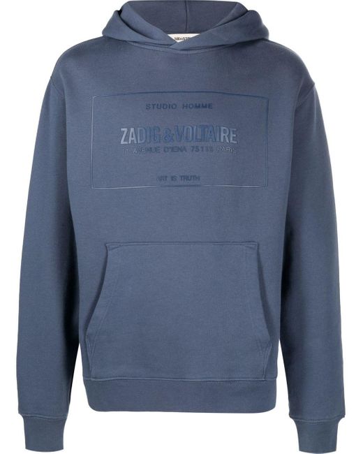 Zadig & Voltaire Cotton Sanchi Logo Print Hoodie in Blue for Men - Lyst