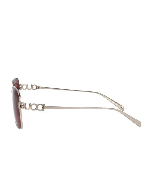 Gucci Red Square-Frame Sunglasses