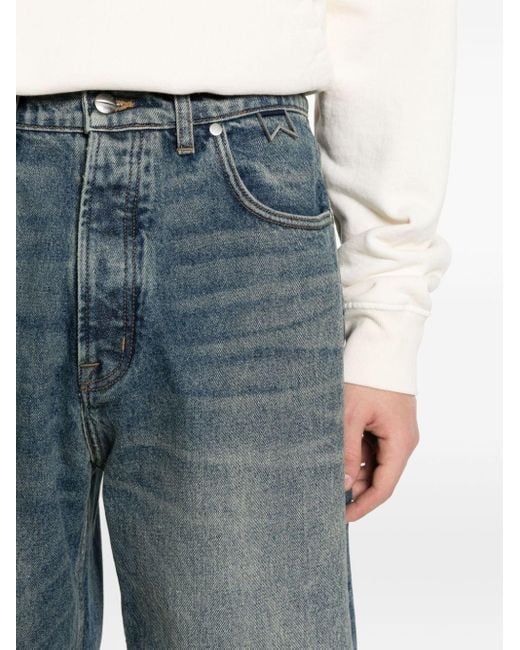 Rhude Blue Mid-rise Wide-leg Jeans for men