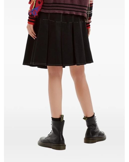 Chopova Lowena Black Bevo Pleated Carabiner-Detail Skirt
