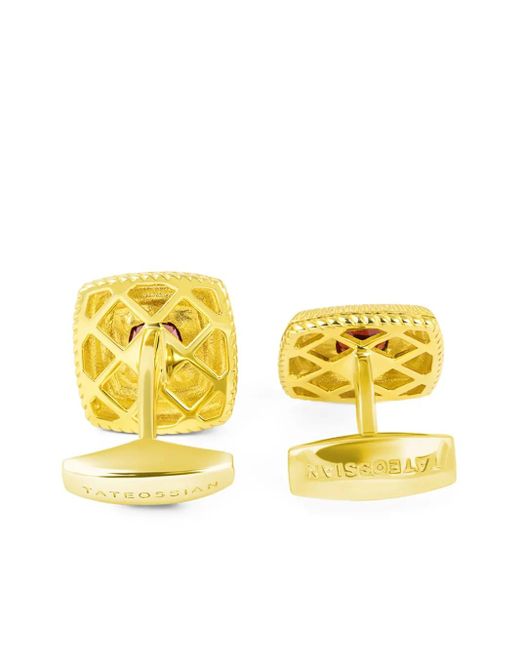 Tateossian Yellow Gem-Detail Square Cufflinks for men