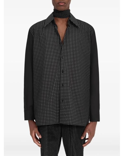 MM6 by Maison Martin Margiela Black Polka Dot-Print Long-Sleeved Shirt for men