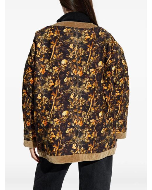 R13 Brown Skull-Print Floral Jacket