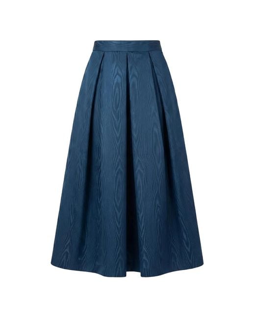 Lunatica Milano Blue Moirè Pleated Midi Skirt