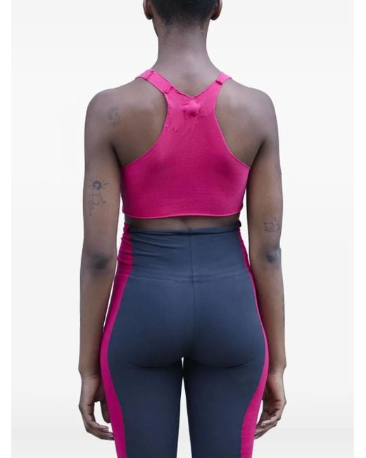 GREG ROSS Blue Racerback Raw-Cut Top