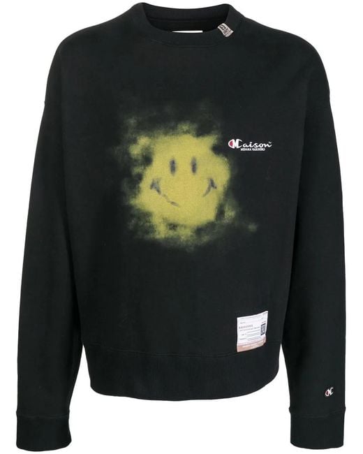 Maison Mihara Yasuhiro Gray Smiley Face Long-Sleeve Sweater for men