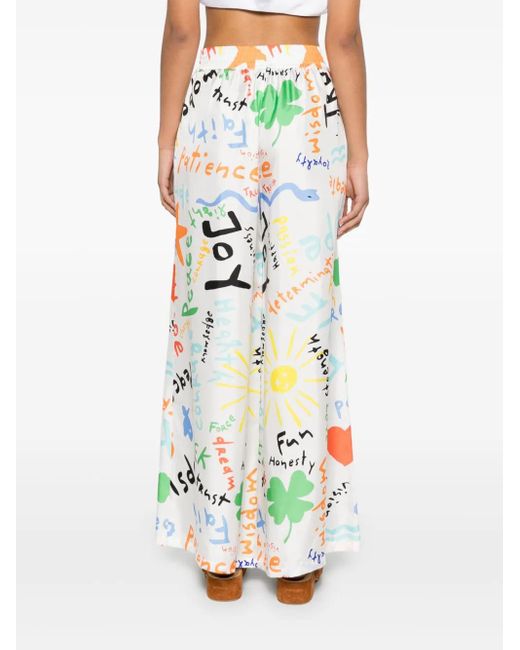 Rianna + Nina White Printed Trousers