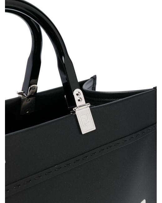Fendi Black Medium Sunshine Leather Tote Bag