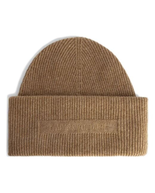 Zadig & Voltaire Brown Cashmere Beanie Hat