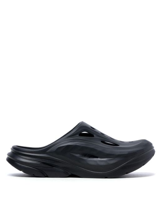 Hoka One One Black Ora Recovery Round-toe Slippers for men