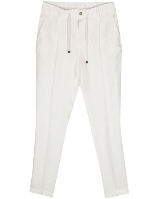 Tapered linen trousers Peserico pour homme en coloris White