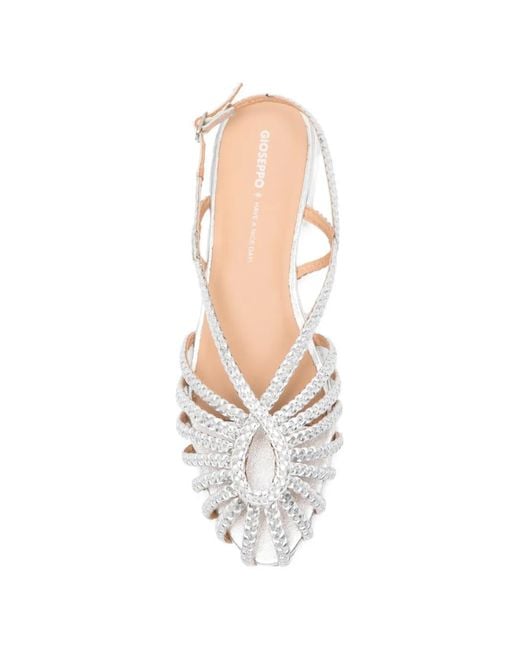 Gioseppo White Hingham Braided Cage Sandals