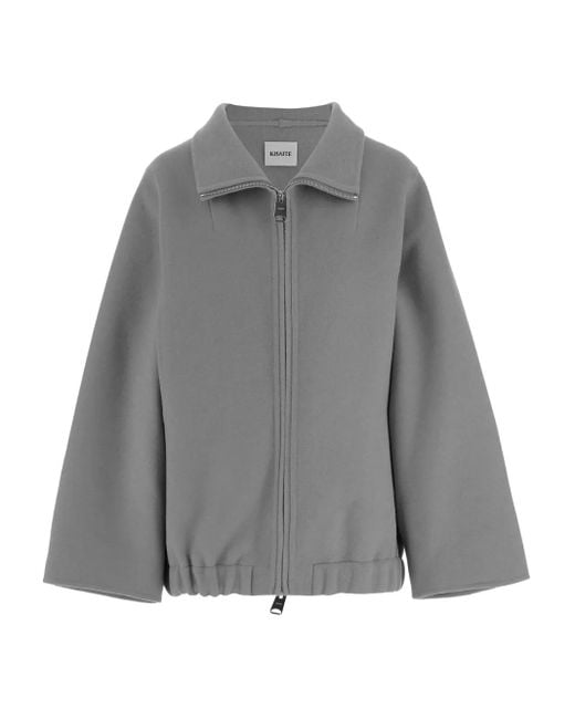 Khaite Gray Zip-Up Bomber Jacket